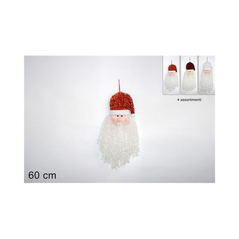 VISO BABBO NATALE CAPPELLO PAILLETTES 60 CM 4 COL EAN 8053482076782 INGROSSO OGGETTISTICA NATALIZIA