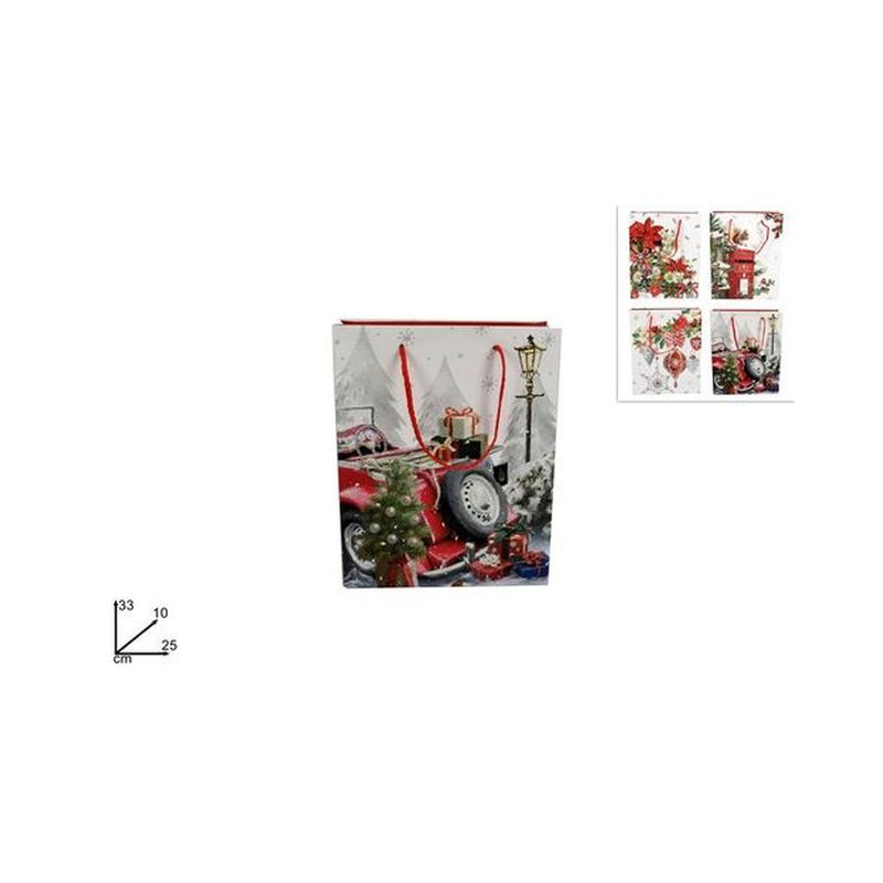 BUSTA REGALO SCENARIO NATALIZIO 4ASS. 33 X25X10CM EAN 8033113797477 INGROSSO SACCHETTI E SHOPPER NATALIZI
