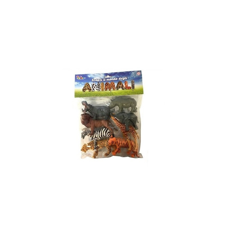 BUSTA SAVANA ANIMALI DA 12CM 8PZ BUSTA 33X3X26CM EAN 8007632267841 INGROSSO BUSTE ANIMALI GIOCATTOLO