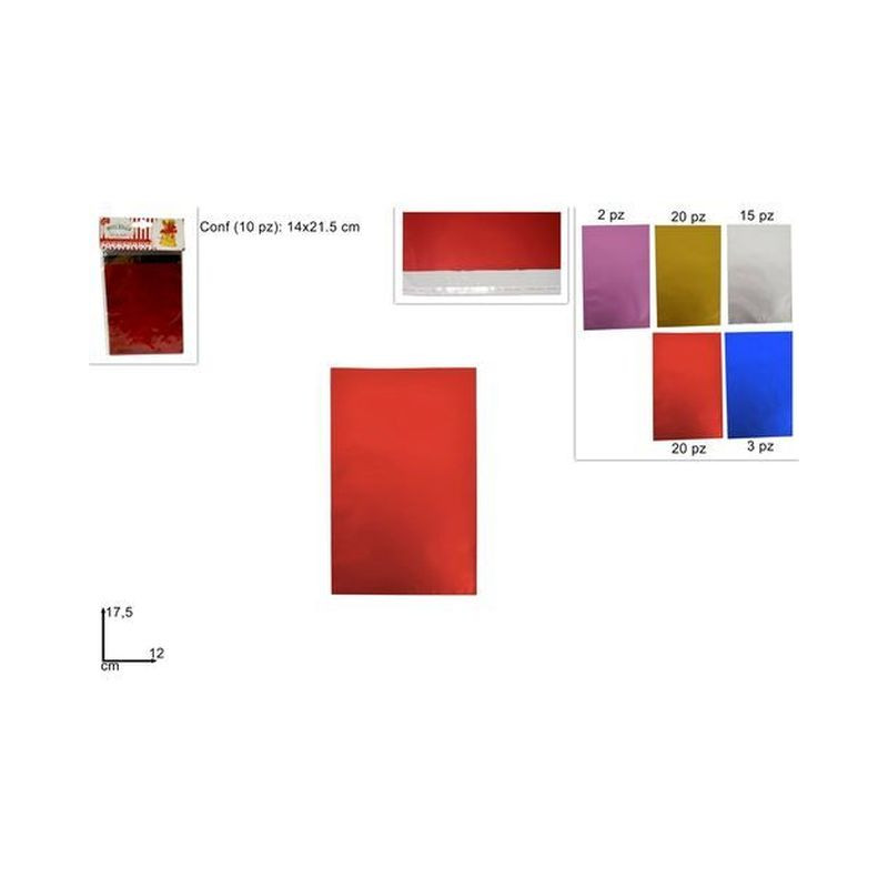 BUSTE REGALO SATINATE 12X17.5CM 10 PZ 5 COL. JL17-MSTGD12175 EAN 8033113818394 INGROSSO SACCHETTI E SHOPPER REGALO