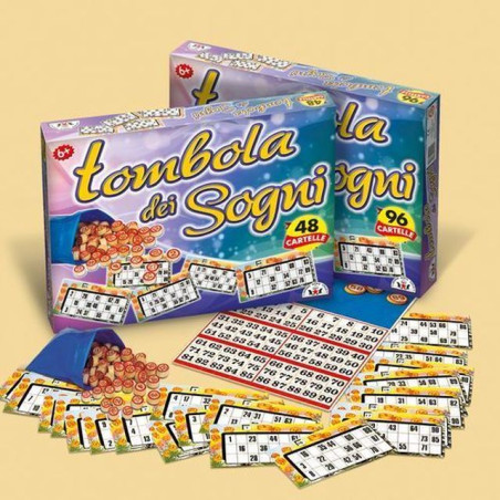 TOMBOLA DEI SOGNI 96 CARTELLE IN CARTONE 40X32X5.5CM EAN 8000888000200 INGROSSO GIOCHI DI SOCIETA