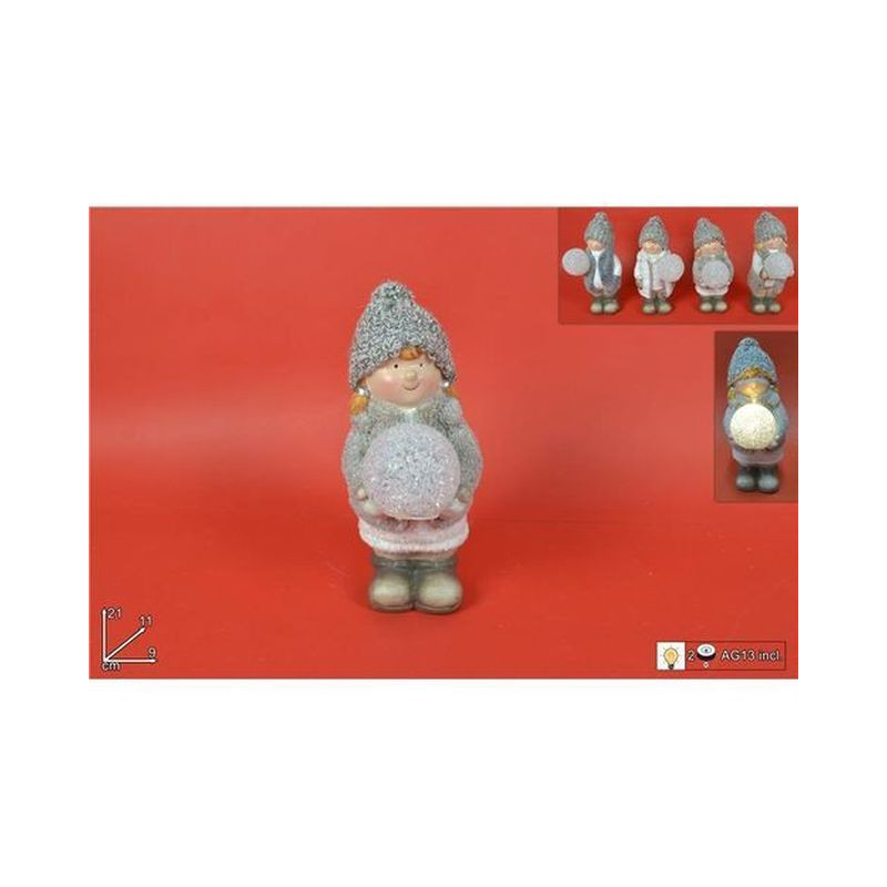 BIMBO/A C/PALLA LUMINOSA 21CM 4ASS LAM18 B235/LAM18B221 EAN 8033113854903 INGROSSO OGGETTISTICA NATALIZIA