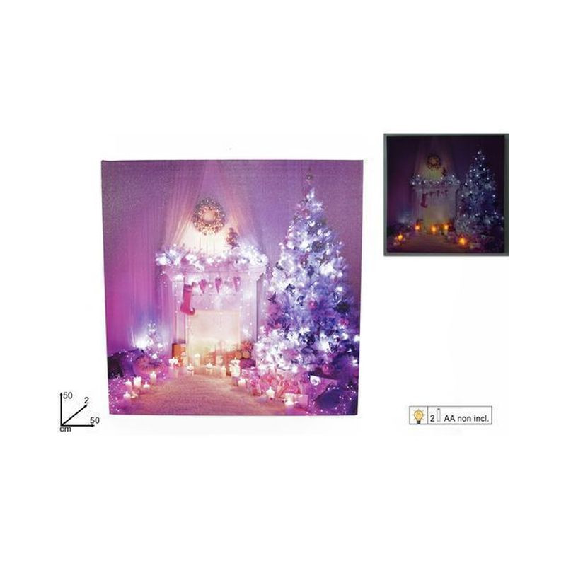 QUADRO TELA SCENARIO NAT. LUMIN. BATTERI A ART. A1366251 EAN 8033113675430 INGROSSO OGGETTISTICA NATALIZIA