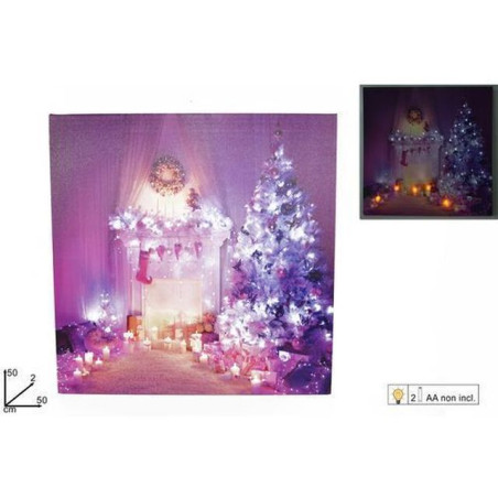 QUADRO TELA SCENARIO NAT. LUMIN. BATTERI A ART. A1366251 EAN 8033113675430 INGROSSO OGGETTISTICA NATALIZIA