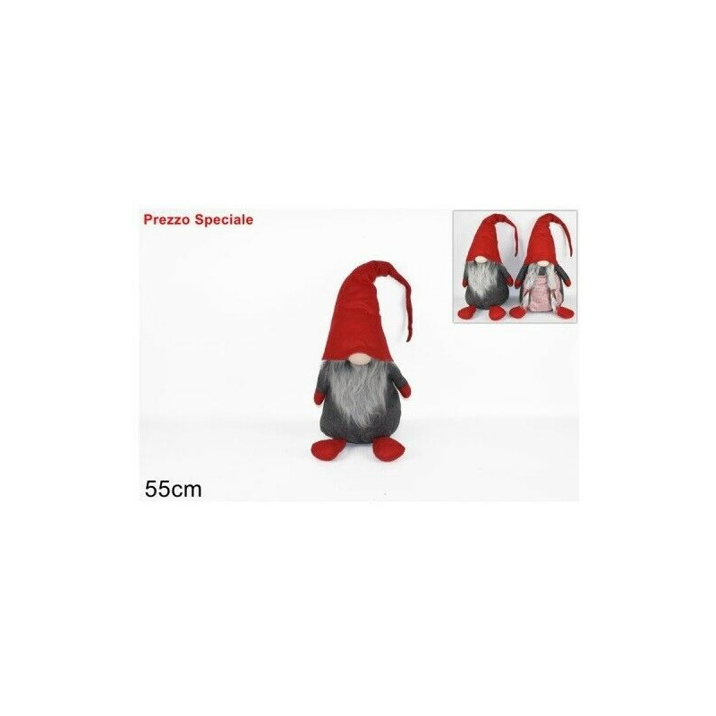 GNOMO DI NATALE 55CM 2ASS.GRIGIO ART ST8 047AB/85X25X25CM EAN 8033113863974 INGROSSO PUPAZZI E GNOMI NATALIZI