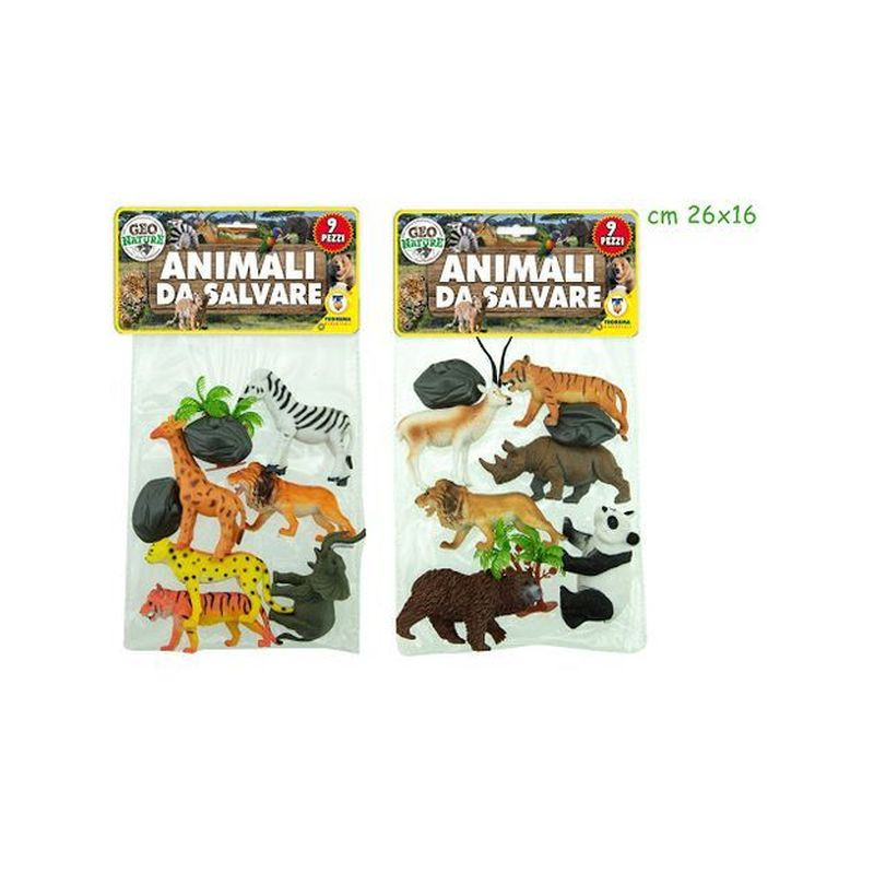 GEO NATURE ANIMALI DA SALVARE 9PZ ASS 2 MODELLI A SCELTA EAN 8017967663355 INGROSSO BUSTE ANIMALI GIOCATTOLO