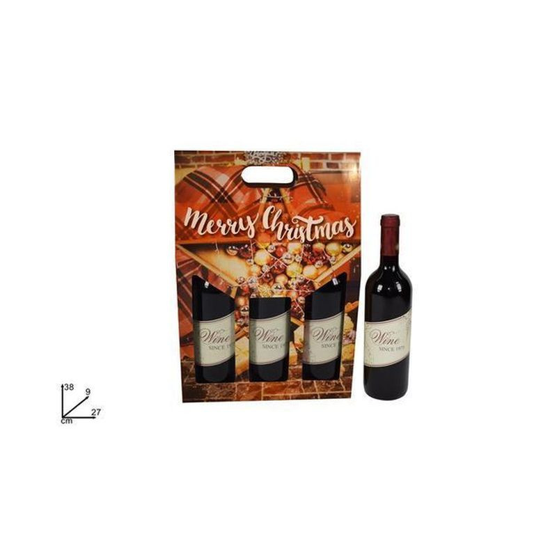 BOX 3 BOTTIGLIE SCENARIO DI NATALE 06/17 /DUE-3 EAN 8033113821240 INGROSSO SACCHETTI E SHOPPER NATALIZI
