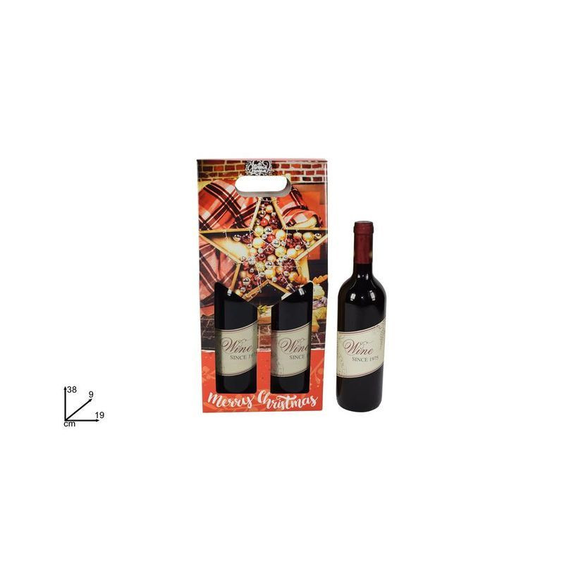 BOX 2 BOTTIGLIE SCENARIO DI NATALE 06/16 /DUE-2 EAN 8033113821233 INGROSSO SACCHETTI E SHOPPER NATALIZI