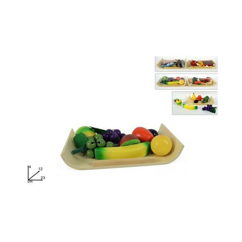 VASSOIO CON ALIMENTI LEGNO 4 ASS. ART.KD K1175/1176/1177/1179 EAN 8034048471685 INGROSSO GIOCHI IN LEGNO