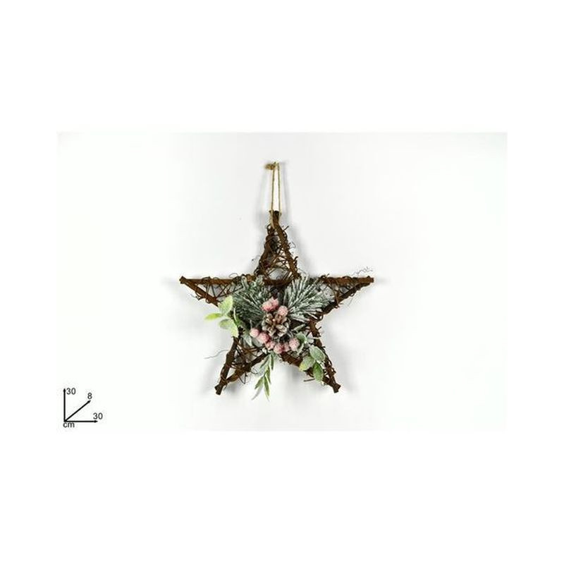 DIETROPORTA STELLA LEGNETTI INTREC. C/BA CCHE INNEVATE ART.UF2788 EAN 8053482057279 INGROSSO OGGETTISTICA NATALIZIA
