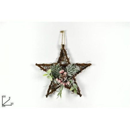DIETROPORTA STELLA LEGNETTI INTREC. C/BA CCHE INNEVATE ART.UF2788 EAN 8053482057279 INGROSSO OGGETTISTICA NATALIZIA