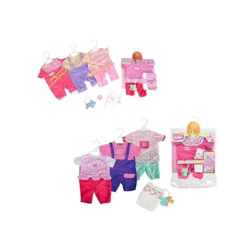 NEW BORN BABY SET +3ANNI 26X3X32CM 3 ABITI + PANNOLINO + SONAGLINO EAN 4006592516314 INGROSSO ACCESSORI PER BAMBOLE