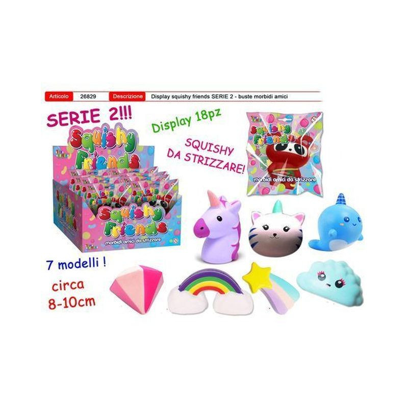 SQUISHY FRIENDS SERIE 2 IN BUSTA 15X19CM SOGGETTI MORBIDI ASSORTITI EAN 8007632268299 INGROSSO GIOCHI DA EDICOLA