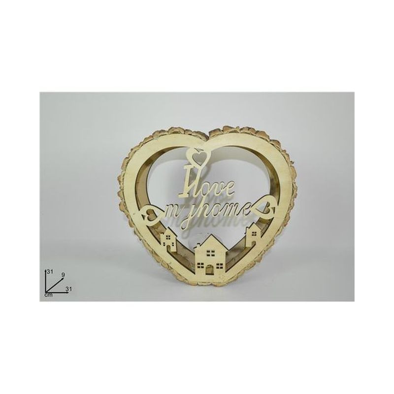 CUORE LEGNO PORTACANDELA I LOVE MY HOME NATURALE ART.JH6339(L2)&CCEDIL EAN 8033113772658 INGROSSO OGGETTISTICA NATALIZIA