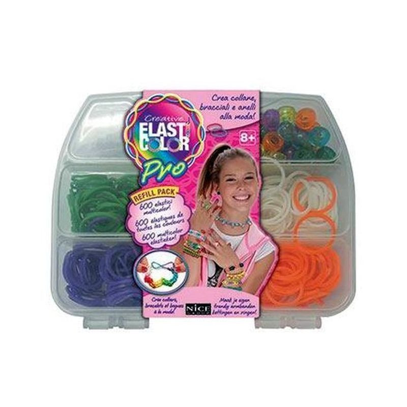 ELASTICOLOR PRO MINI REFIL 600 ELASTICI 4X9X12CM 4 COLORI IN VALIGETTA EAN 8032642934827 INGROSSO GIOCATTOLI PER BAMBINE
