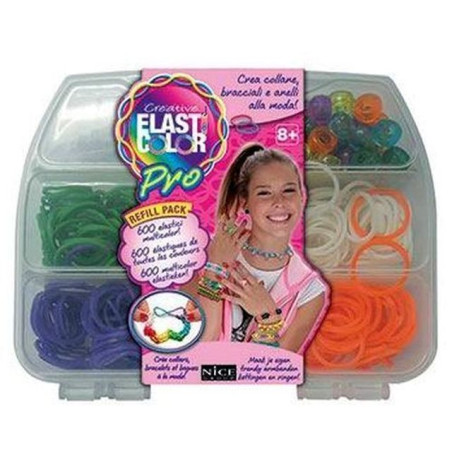 ELASTICOLOR PRO MINI REFIL 600 ELASTICI 4X9X12CM 4 COLORI IN VALIGETTA EAN 8032642934827 INGROSSO GIOCATTOLI PER BAMBINE