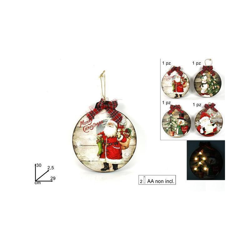 APPENDINO LEGNO BABBO NATALE/PUPAZZO DI NEVE C/LUCI BATT. 4 ASS YN140289