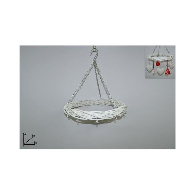 CORONA SOFFITTO APPENDI OGGETTI TOND 38C M BIANCO ART.1558D-WHITE&CCEDIL EAN 8033113536991 INGROSSO OGGETTISTICA NATALIZIA