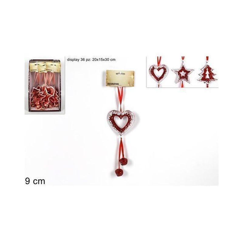 APPENDINO METALLO C/CAMPANELLI 3ASS.ROSS O IN DISP ART.796192/193/194-RED EAN 8033113862908 INGROSSO APPENDINI NATALIZI