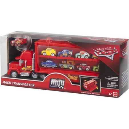 CARS MACK MINI TRASPORTATORE C/SAETTA SCATOLA FINESTRATA 12.5X30.5X7.5CM EAN 0887961557626 INGROSSO SET PERSONAGGI CARTOON