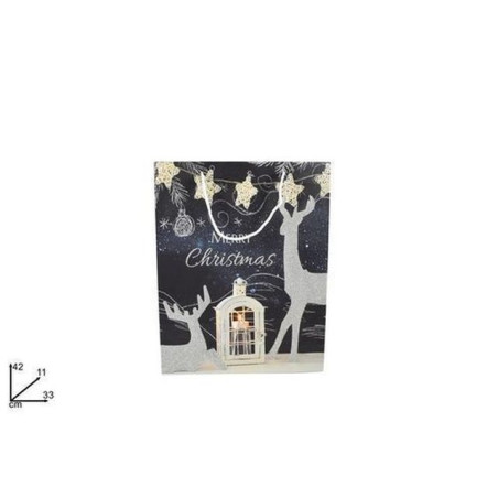 BUSTA REGALO LANTERNA C/RENNA SILVER42X3 3X11CMYS18FDLS EAN 8033113876936 INGROSSO SACCHETTI E SHOPPER NATALIZI