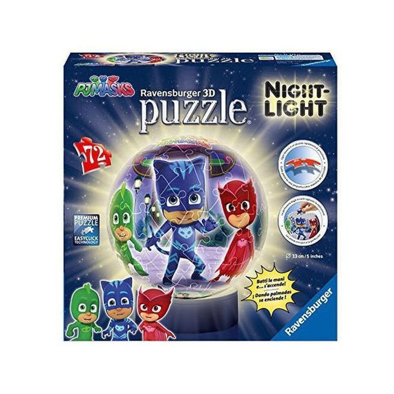 PUZZLEBALL 72PZ LAMPADA NOTTURA PJ MASK 3D - RAVENSBURGER - 6/10A - 19X19X5CM EAN 4005556117710 INGROSSO PUZZLE CLASSICI
