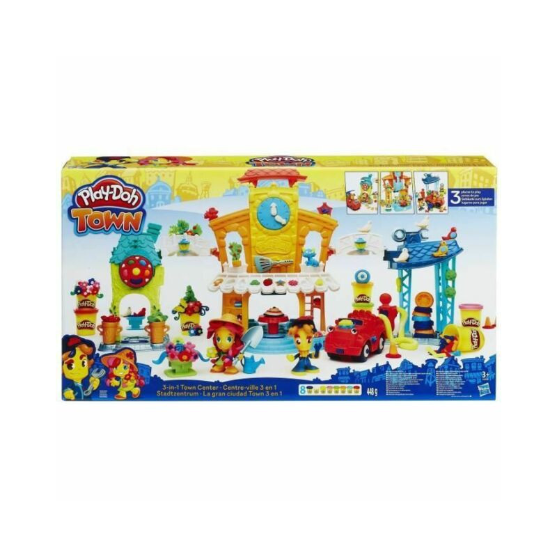 PLAYDOH TOWN IL CENTRO CITTA'.3 EDIFICI. 2 PERS.8 VASETTI COLORATI.610X332X92MM