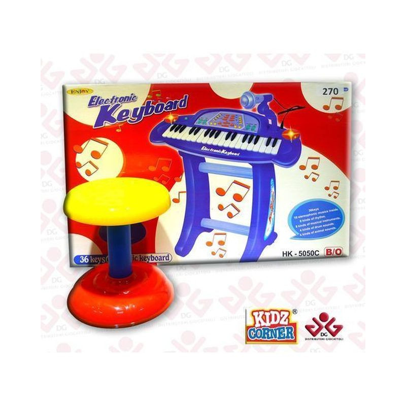 PIANOLA CON SGABELLO E MICROFONO. 3 ANNI PILE 4AA NN INCL.TANTI SUONI DIFFERENTI. EAN 8010362399133 INGROSSO PIANOLE E TASTIERE