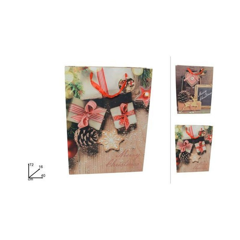 BUSTA REGALO MERRY CHRISTMAS 50X72X16CM EAN 8033113683824 INGROSSO SACCHETTI E SHOPPER NATALIZI