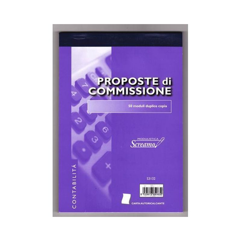 BLOCCO PROPOSTE COMMISSIONI 50/50 FOGLI EAN 8033673650830 INGROSSO MODULI E SCHEDE