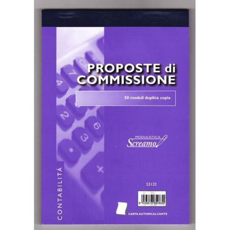 BLOCCO PROPOSTE COMMISSIONI 50/50 FOGLI EAN 8033673650830 INGROSSO MODULI E SCHEDE