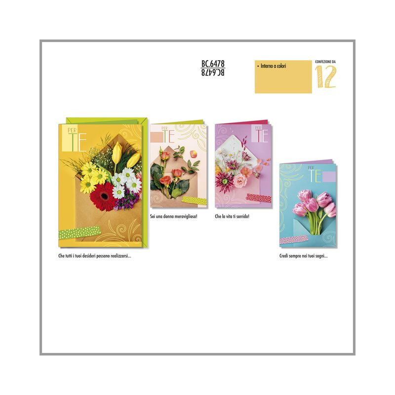BIGLIETTI COMPL. FIORI PER TE BC.6478 EAN 8001608364787 INGROSSO BIGLIETTI COMPLEANNO