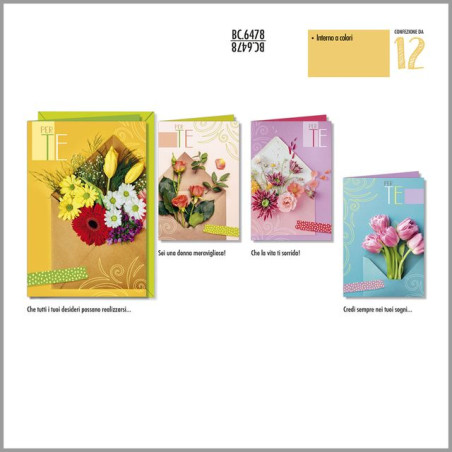 BIGLIETTI COMPL. FIORI PER TE BC.6478 EAN 8001608364787 INGROSSO BIGLIETTI COMPLEANNO