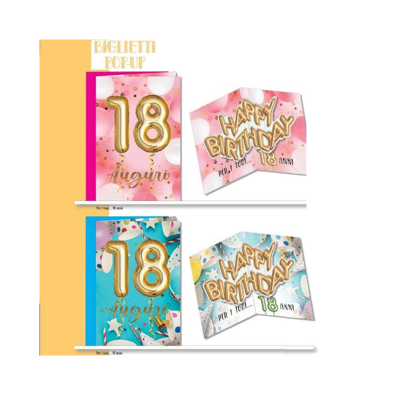 BIGLIETTI NUMERI POP UP 18 C.12 EAN 8001608366385 INGROSSO BIGLIETTI COMPLEANNO