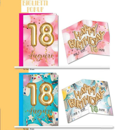 BIGLIETTI NUMERI POP UP 18 C.12 EAN 8001608366385 INGROSSO BIGLIETTI COMPLEANNO