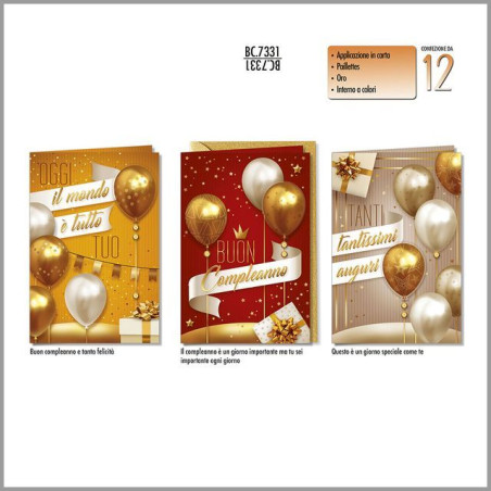 BIGLIETTI B.C. ADULTO PALL. BC.7331 C.12 EAN 8001608373314 INGROSSO BIGLIETTI COMPLEANNO