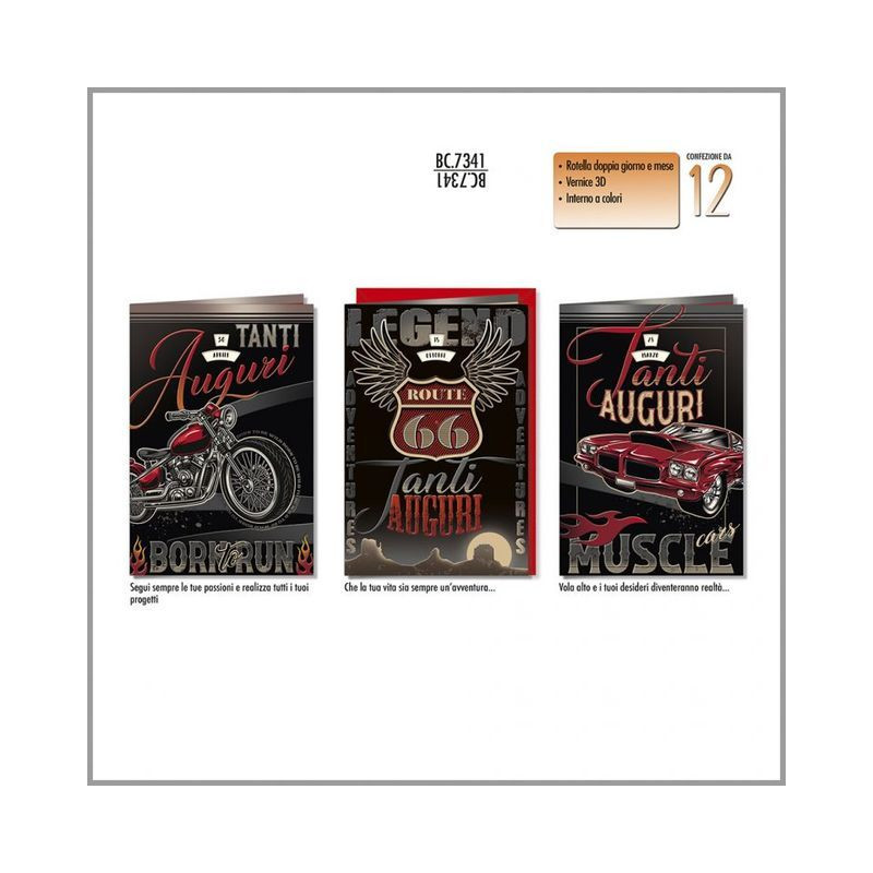 BIGLIETTI B.C ROTELLA MASCH BC.7341 C.12 EAN 8001608373413 INGROSSO BIGLIETTI COMPLEANNO