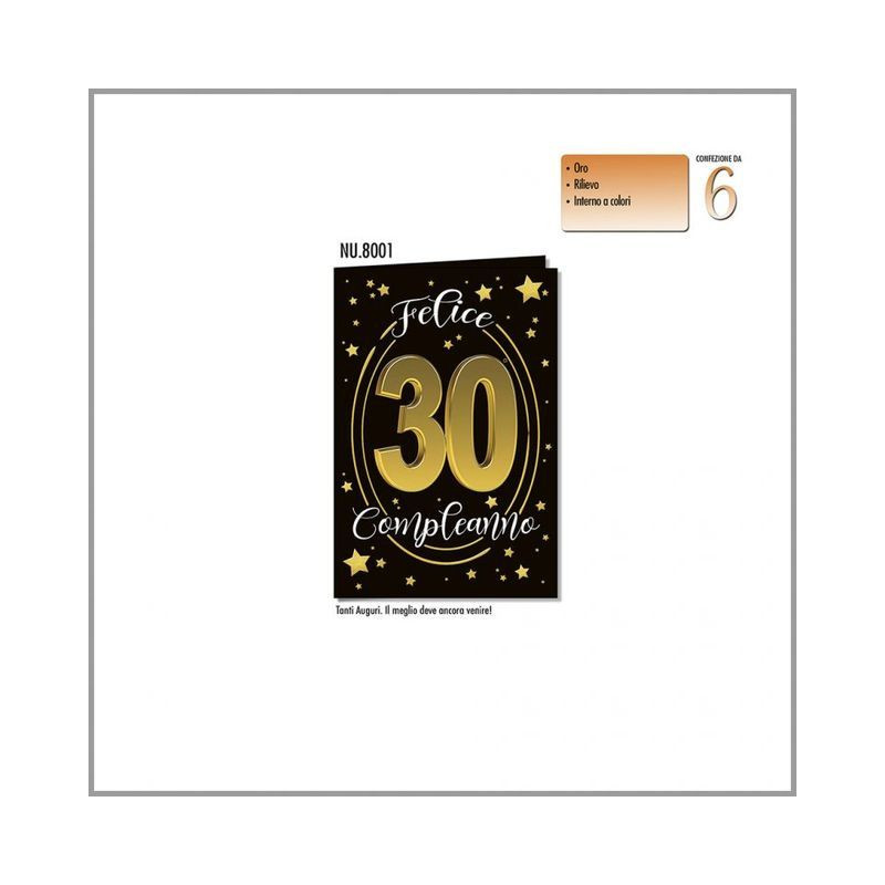 BIGLIETTO NUMERO 30 STELLA E CERCHI EAN 8001608380015 INGROSSO BIGLIETTI COMPLEANNO