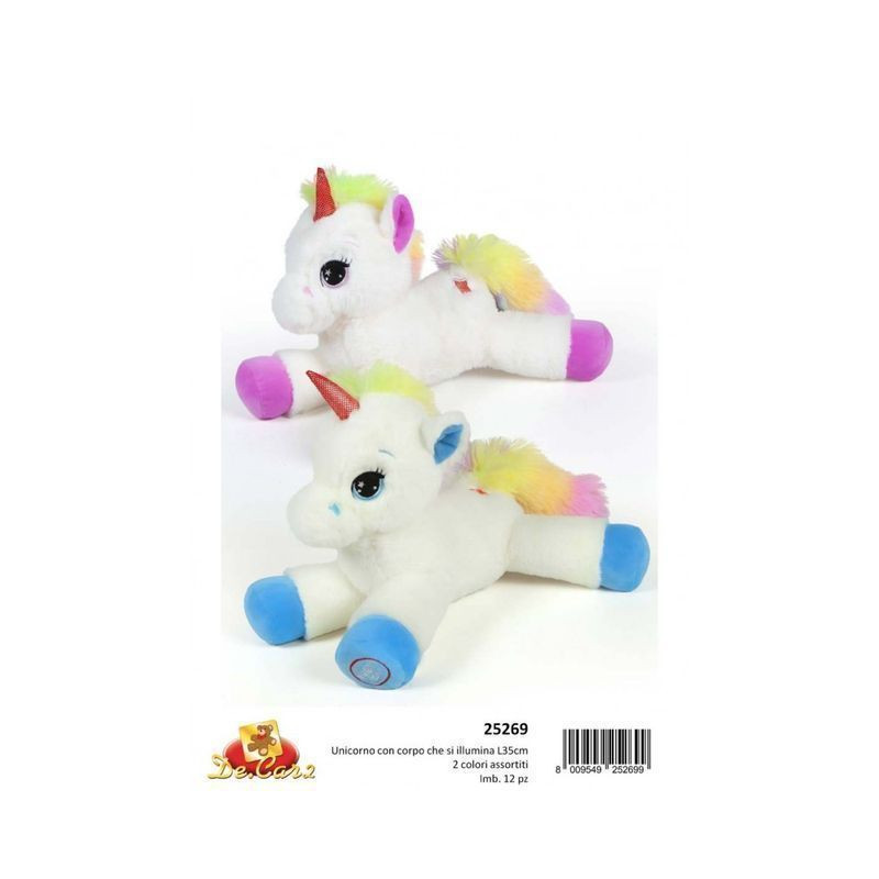 UNICORNO CHE SI ILLUMINA L35CM 2COL. EAN 8009549252699 INGROSSO PELUCHE MORBIDOSI