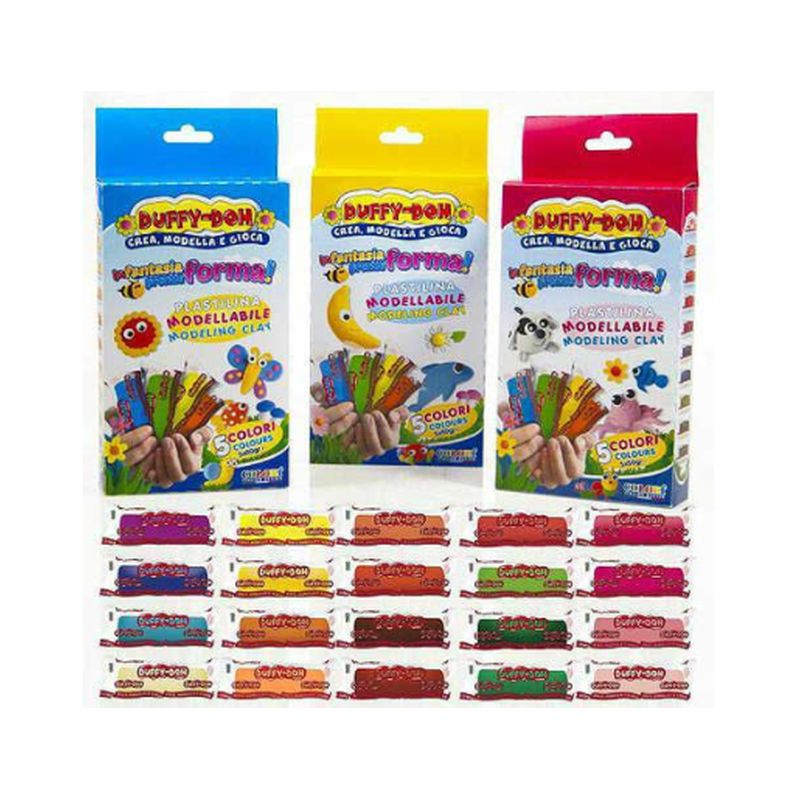 BOX PLASTILINA 5 COLORI 50GR DUFFY-DOH EAN 8023650026840 INGROSSO PASTA PER MODELLARE DIDO