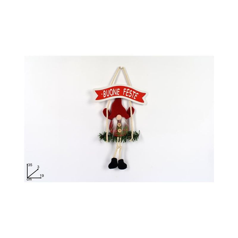 APPENDINO BUONE FESTE GNOMO NATALE C/RAM EAN 8053482049649 INGROSSO APPENDINI NATALIZI