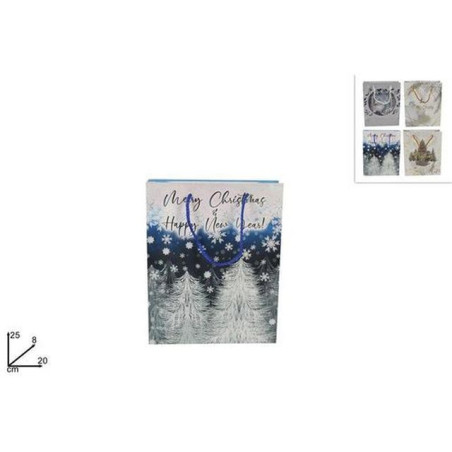 BUSTA REGALO NATALIZIA 4 ASS 25X20X8CM Y D20TJZD1/3 EAN 8053482060972 INGROSSO SACCHETTI E SHOPPER NATALIZI