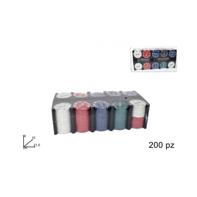 CONF. 200 FICHES IN BOX EAN 8027501071492 INGROSSO CARTE DA GIOCO