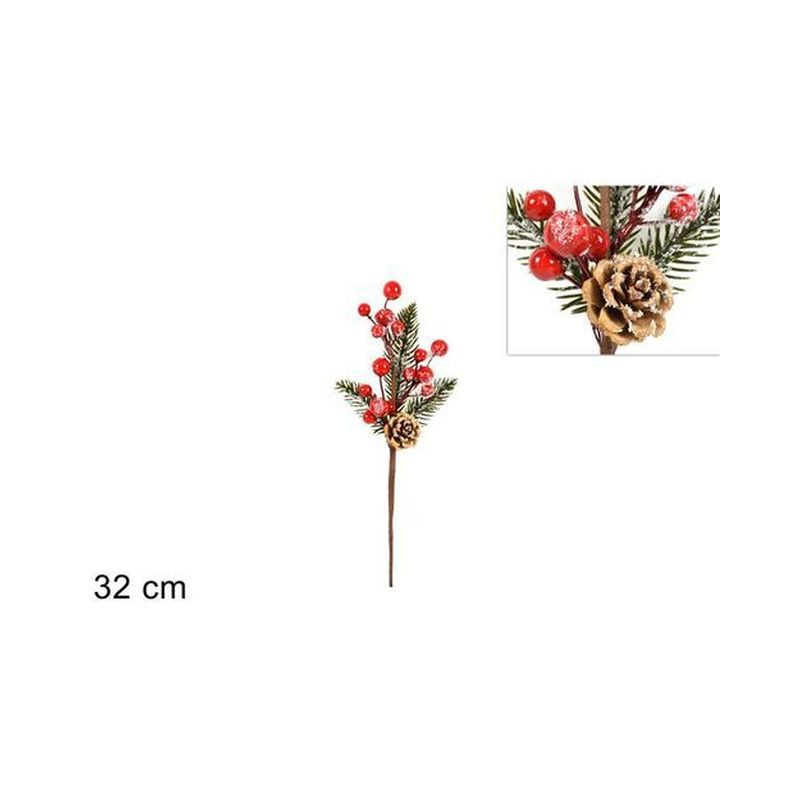 SPILLONE C/BACCHE E PIGNE 32 CM YR2030 EAN 8053482090665 INGROSSO FIORI FINTI NATALIZI