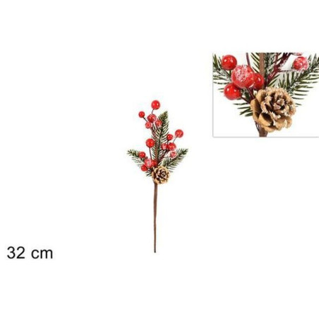 SPILLONE C/BACCHE E PIGNE 32 CM YR2030 EAN 8053482090665 INGROSSO FIORI FINTI NATALIZI