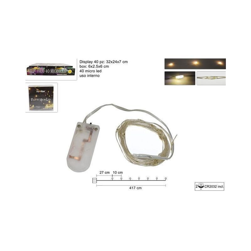FILO 40MICRO LED BIANCO CALDO BATT. EAN 8053482092782 INGROSSO LUCI NATALIZIE