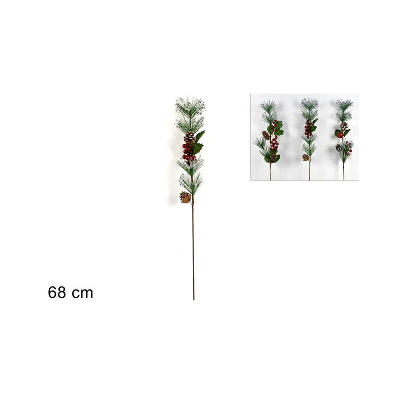 RAMO GLITTERATO C/PIGNE E BACCHE 68CM AS EAN 8053482098753 INGROSSO FIORI FINTI NATALIZI