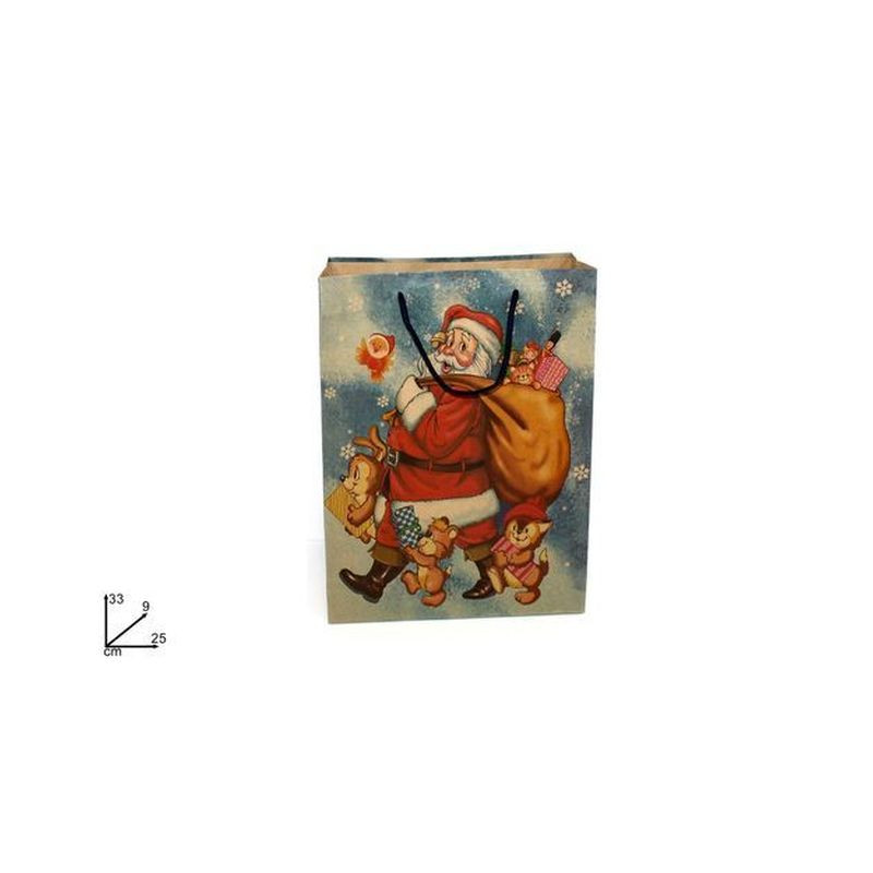 BUSTA CARTA BABBO NATALE 33X25X9CM EAN 8033113114809 INGROSSO SACCHETTI E SHOPPER NATALIZI