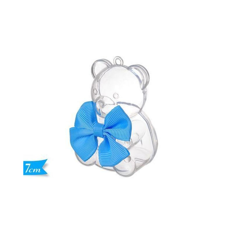 SCATOLA ORSO C/FIOCCO AZZURRO 7CM EAN 8055329115982 INGROSSO NASTRI E CONTENITORI PER BOMBONIERE
