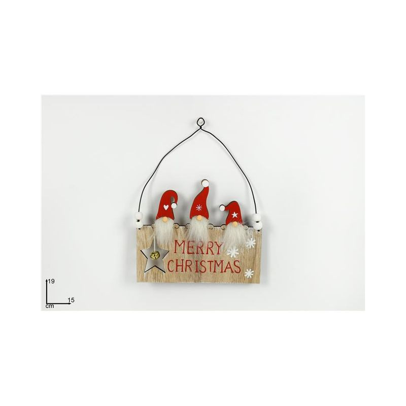 APPENDINO LEGNO GNOMI MERRY CHRISTMAS EAN 8053482118482 INGROSSO APPENDINI NATALIZI